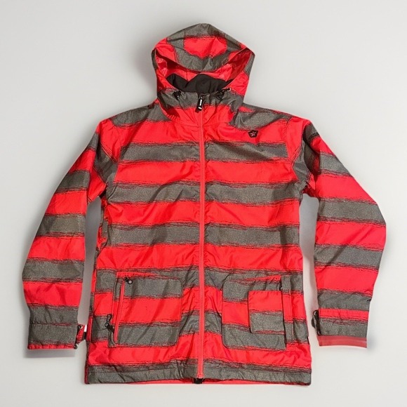 Sessions Terrain Recco Womens Sz XL Red Gray Stripe Jane Heather Snowboard Coat - Picture 1 of 16
